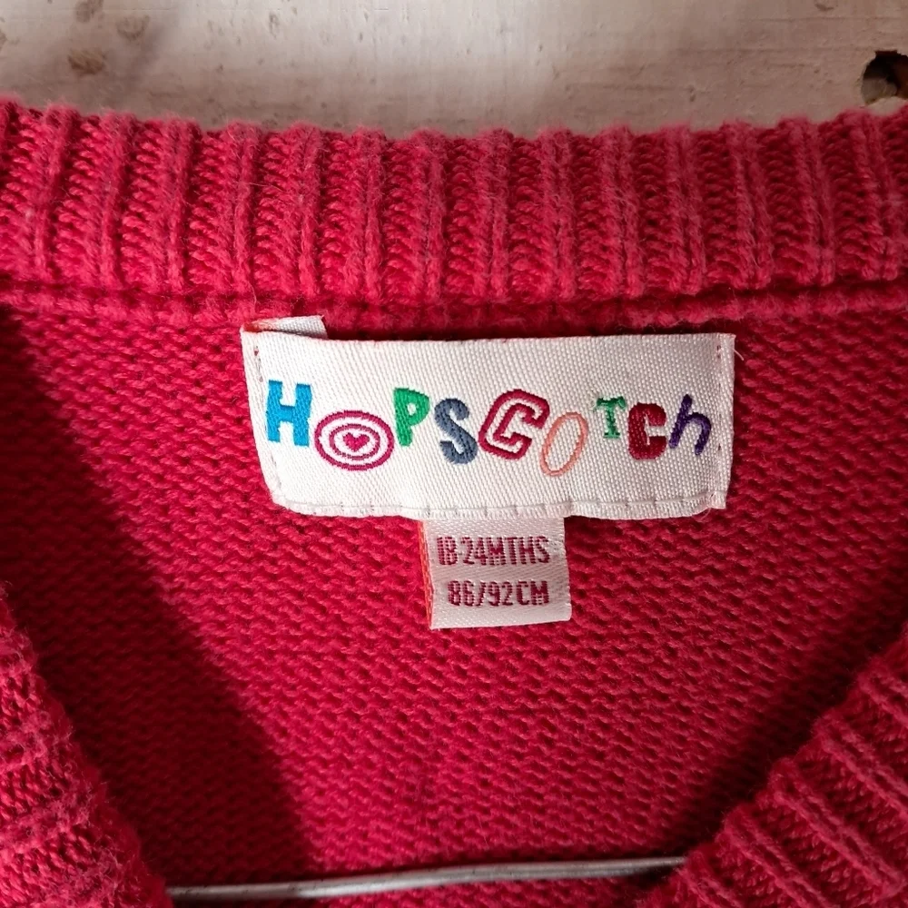 Hopscotch Girl Dress 18-24 Month Red Knit Christmas Heart Snowflake 100% Cotton